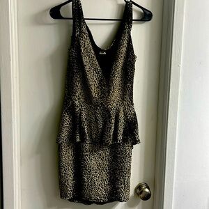 Gold & Black cheetah print peplum dress